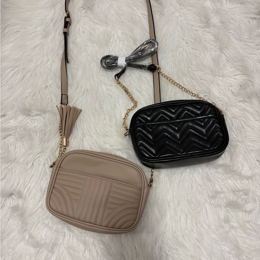 2 Quilted Vegan Leather Crossbody Bags